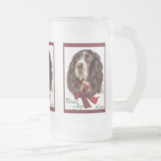 English Springer Spaniel Weihnachtsgeschenke Mattglas Bierglas (Rechts)