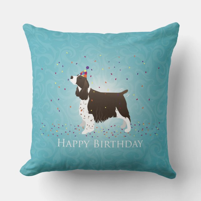 English Springer Spanier Birthday Design Kissen (Vorderseite)