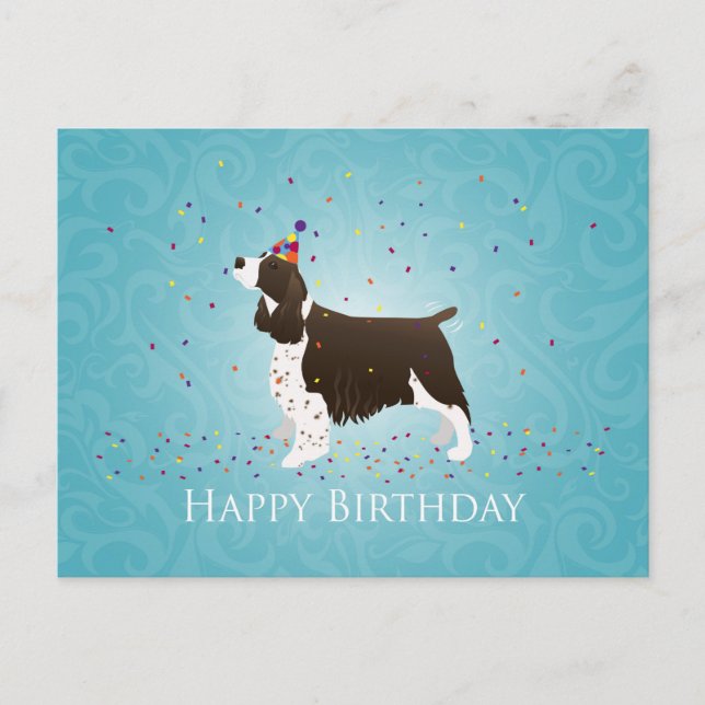 English Springer Spanier Birthday Design Postkarte (Vorderseite)