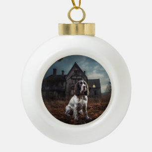 English Springer Spanier Halloween Beängstigend Keramik Kugel-Ornament