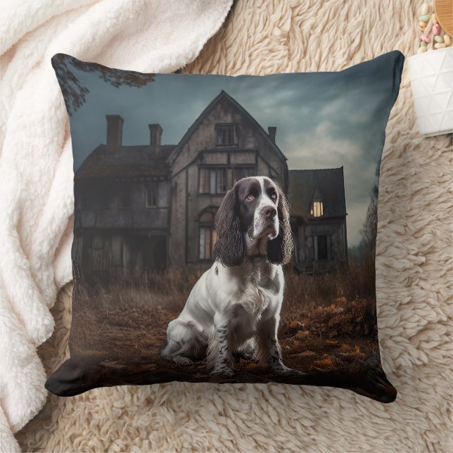 English Springer Spanier Halloween Beängstigend Kissen (Decke)