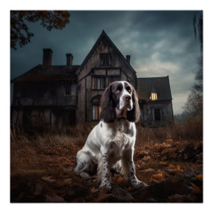 English Springer Spanier Halloween Beängstigend Poster