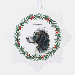 English Springer Spanier Individuelle Name Weihnac Ornament Karte