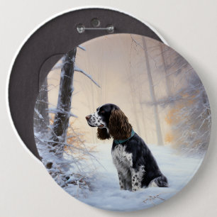 English Springer Spanier Let It Snow Christmas Button