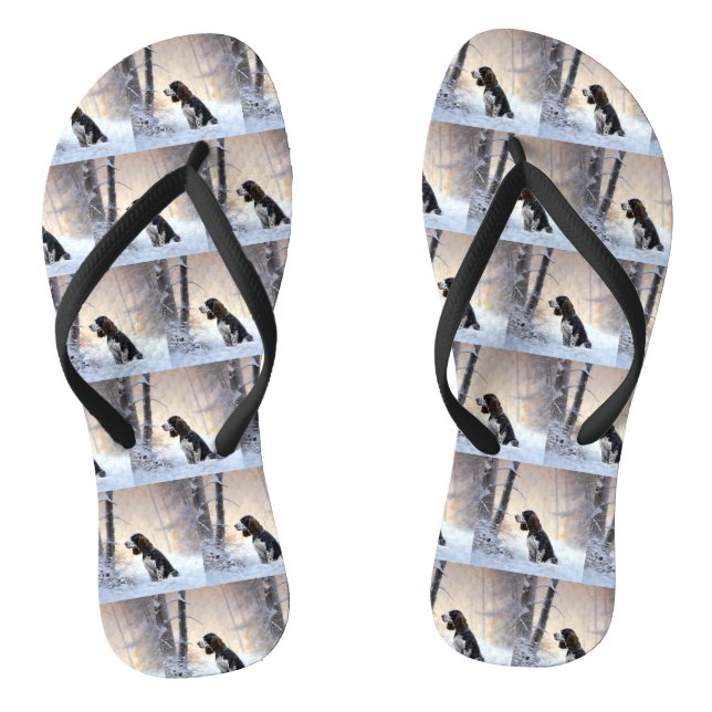 English Springer Spanier Let It Snow Christmas Flip Flops (Fußbett)