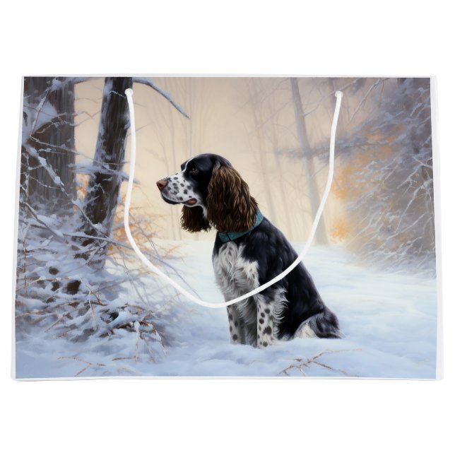 English Springer Spanier Let It Snow Christmas Große Geschenktüte (Vorderseite)