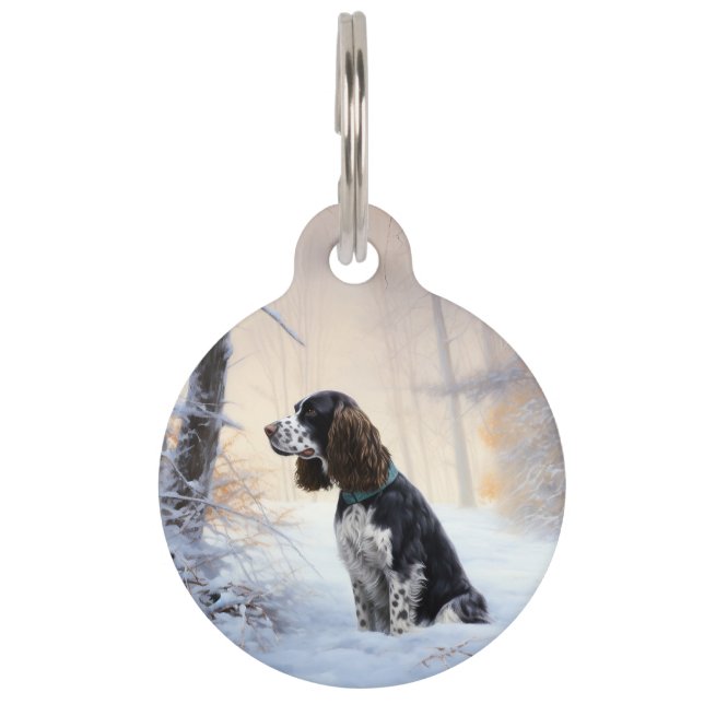English Springer Spanier Let It Snow Christmas Haustiermarke (Vorderseite)