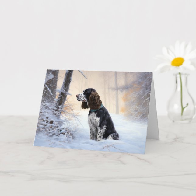 English Springer Spanier Let It Snow Christmas Karte (Kleine Pflanze)