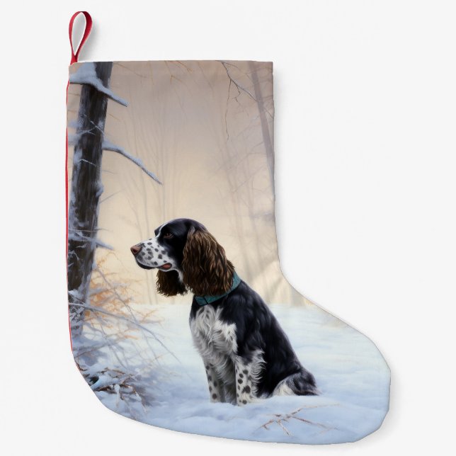 English Springer Spanier Let It Snow Christmas Kleiner Weihnachtsstrumpf (Vorderseite)