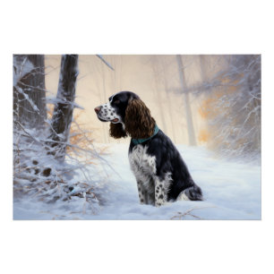 English Springer Spanier Let It Snow Christmas Poster