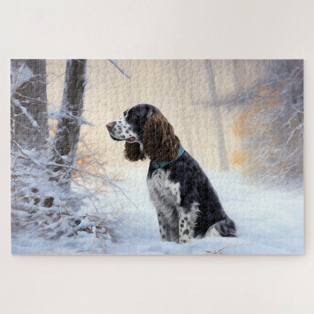 English Springer Spanier Let It Snow Christmas Puzzle (Horizontal)