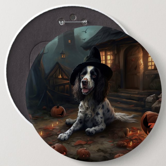 English Springer Spanier Pumpkins Halloween Beängs Button (Vorne & Hinten)