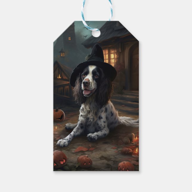 English Springer Spanier Pumpkins Halloween Beängs Geschenkanhänger (Vorderseite)