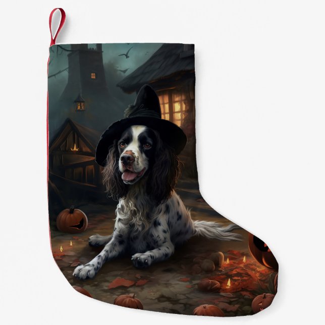 English Springer Spanier Pumpkins Halloween Beängs Kleiner Weihnachtsstrumpf (Vorderseite)