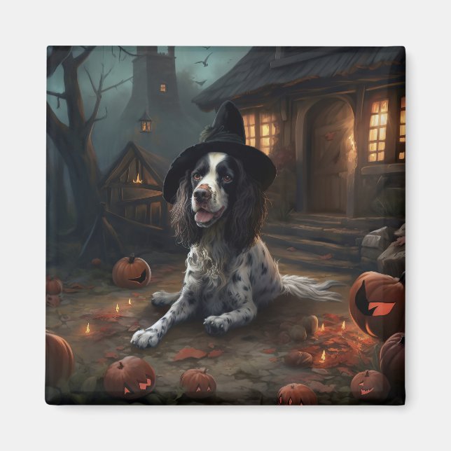 English Springer Spanier Pumpkins Halloween Beängs Magnet (Vorne)