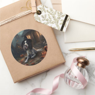 English Springer Spanier Pumpkins Halloween Beängs Runder Aufkleber