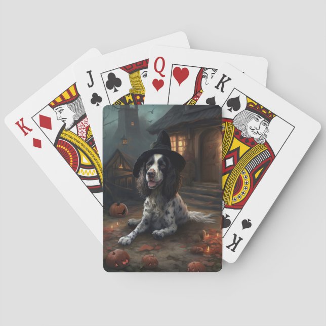 English Springer Spanier Pumpkins Halloween Beängs Spielkarten (Rückseite)