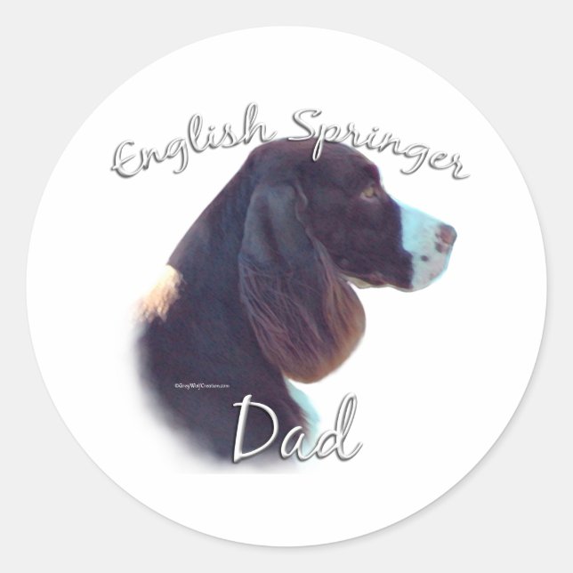 English Springer Spanier Vater 2 Runder Aufkleber (Vorderseite)