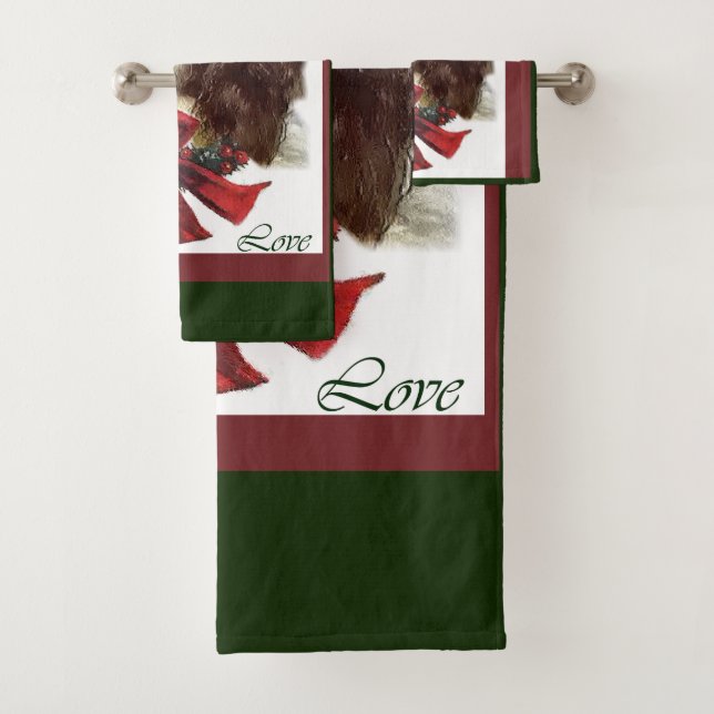 English Springer Spanier Weihnachten Badhandtuch Set (Insitu)