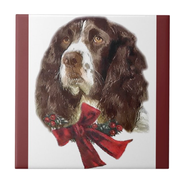 English Springer Spanier Weihnachten Fliese (Vorderseite)