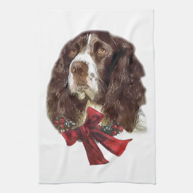 English Springer Spanier Weihnachten Küchentuch (Vertikal)