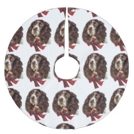 English Springer Spanier Weihnachten Polyester Weihnachtsbaumdecke