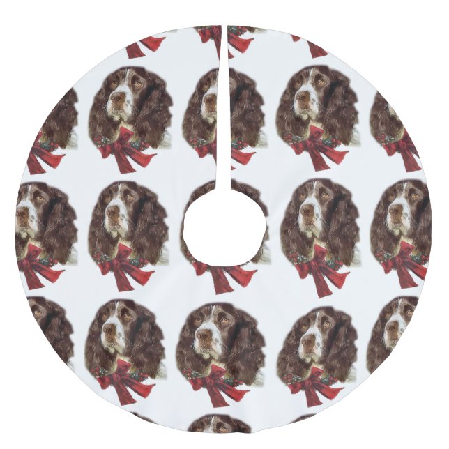 English Springer Spanier Weihnachten Polyester Weihnachtsbaumdecke (Vorderseite)