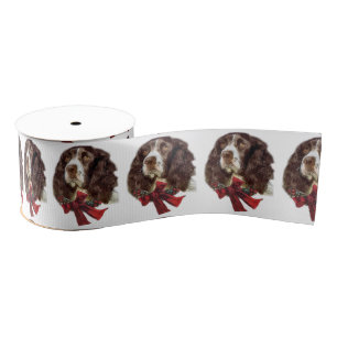 English Springer Spanier Weihnachten Ripsband