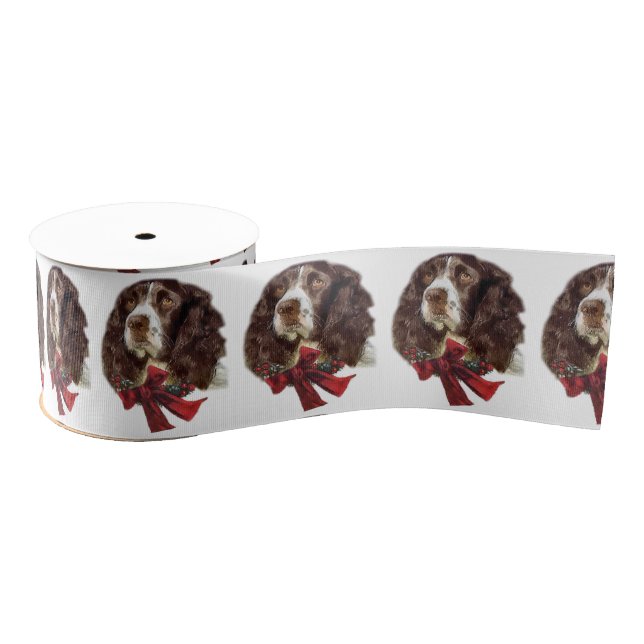 English Springer Spanier Weihnachten Ripsband (Spule)