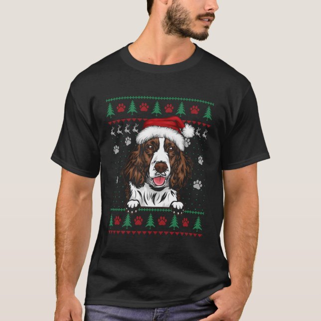 English Springer Spanier Weihnachten Ugly Sweater  T-Shirt (Vorderseite)