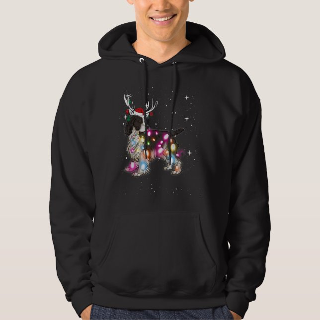 English Springer Spanier Weihnachtsbeleuchtung Paj Hoodie (Vorderseite)