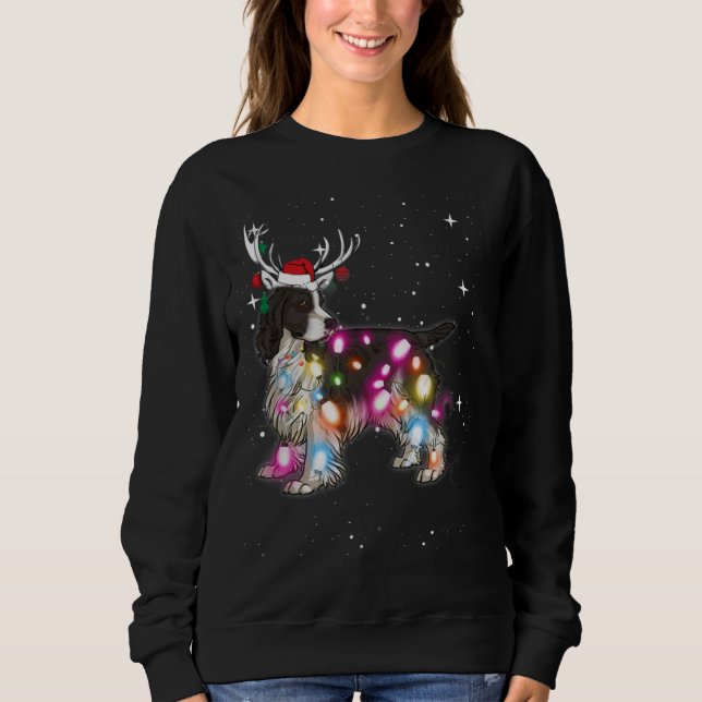 English Springer Spanier Weihnachtsbeleuchtung Paj Sweatshirt (Vorderseite)