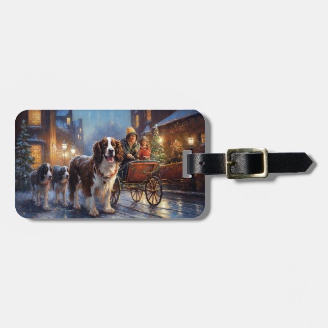 English Springer Spanier Weihnachtsfeiertage Gepäckanhänger (Vorderseite horizontal)