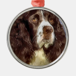 English Springer Spanisch Art Silbernes Ornament