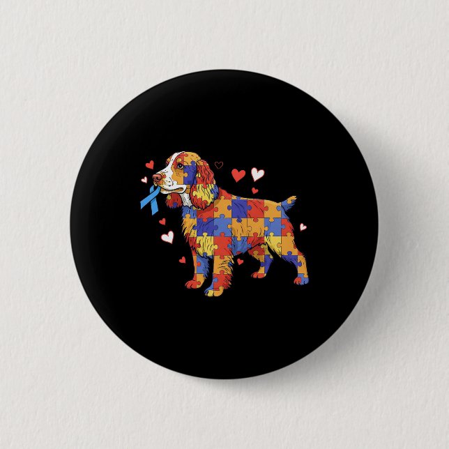 English Springer Spanisch Puzzle Autism Awareness  Button (Vorderseite)