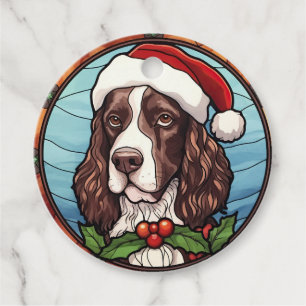 English Springer Spanisch Stains Glass Weihnachten Geschenkanhänger