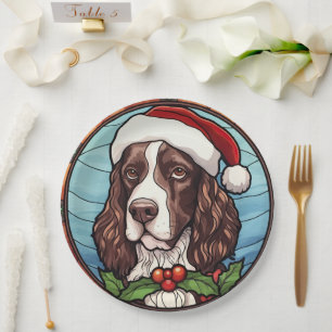 English Springer Spanisch Stains Glass Weihnachten Pappteller