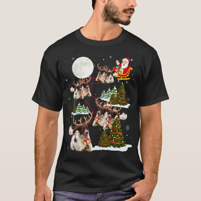 English Springer Spanisch Weihnachtsbaum Weihnacht T-Shirt (Vorderseite)