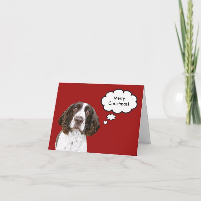 English Springer Spanische Weihnachtskarte Feiertagskarte (Vorderseite)