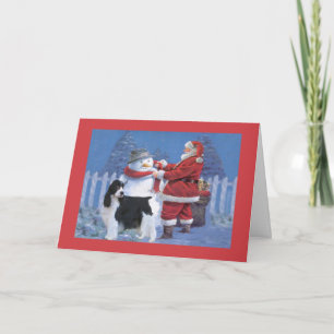 English Springer Spanische Weihnachtskarte Santa u Feiertagskarte