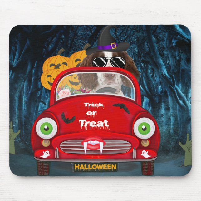 English Springer Spanischer Hund Car Beängstigend  Mousepad (Vorne)