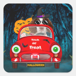 English Springer Spanischer Hund Car Beängstigend  Quadratischer Aufkleber