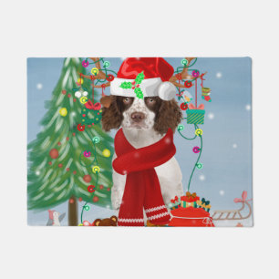 English Springer Spanischer Hund mit Weihnachtsges Fußmatte