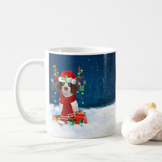 English Springer Spanischer Hund mit Weihnachtsges Kaffeetasse (Mit Donut)