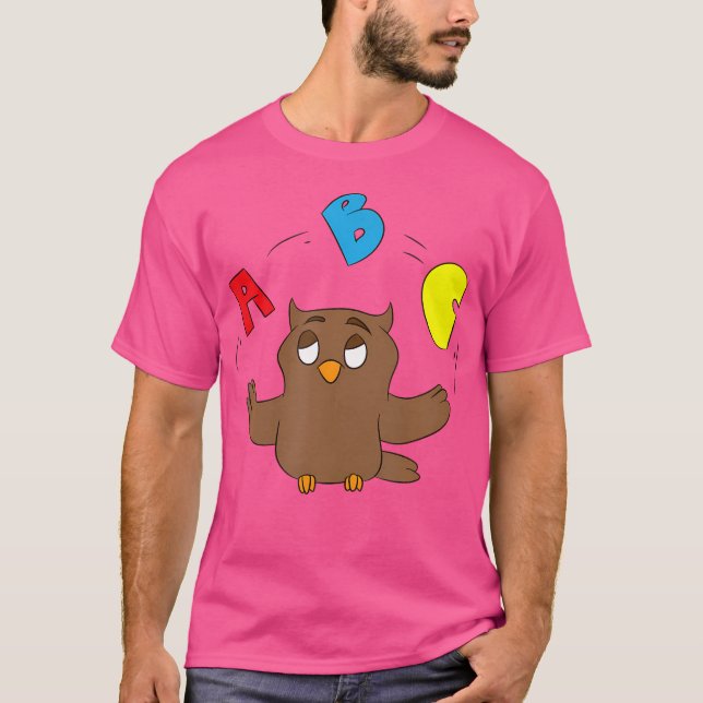 English Teacher Juggling Design Owl Teacher T-Shirt (Vorderseite)