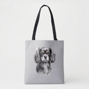 English Toy Spaniel Black and White Silhouette