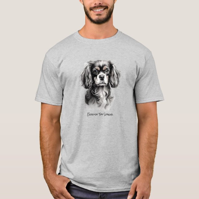 English Toy Spaniel Black and White Silhouette T-Shirt (Vorderseite)