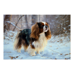 English Toy Spaniel Lass es schneien Weihnachten Poster