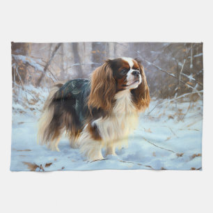 English Toy Spaniel Let It Snow Weihnachten Geschirrtuch