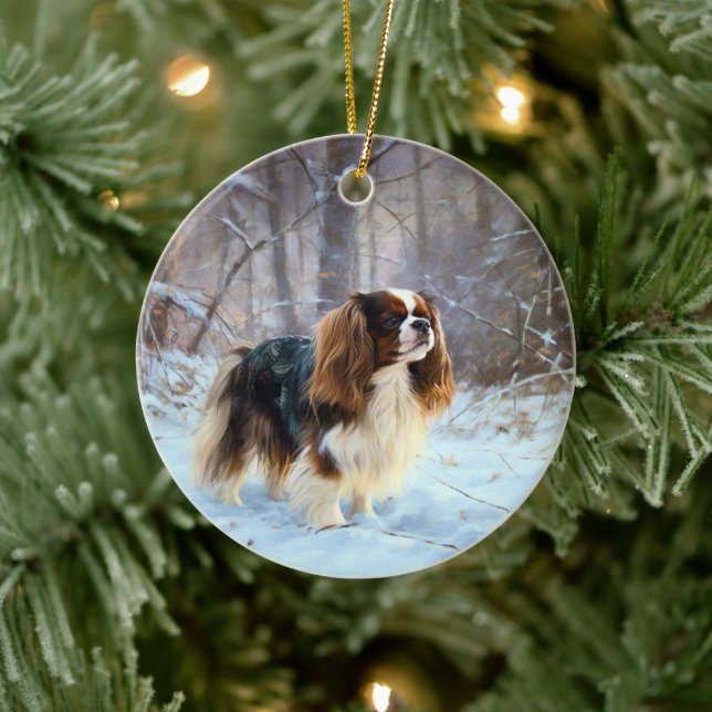 English Toy Spaniel Let It Snow Weihnachten Keramik Ornament (Baum)